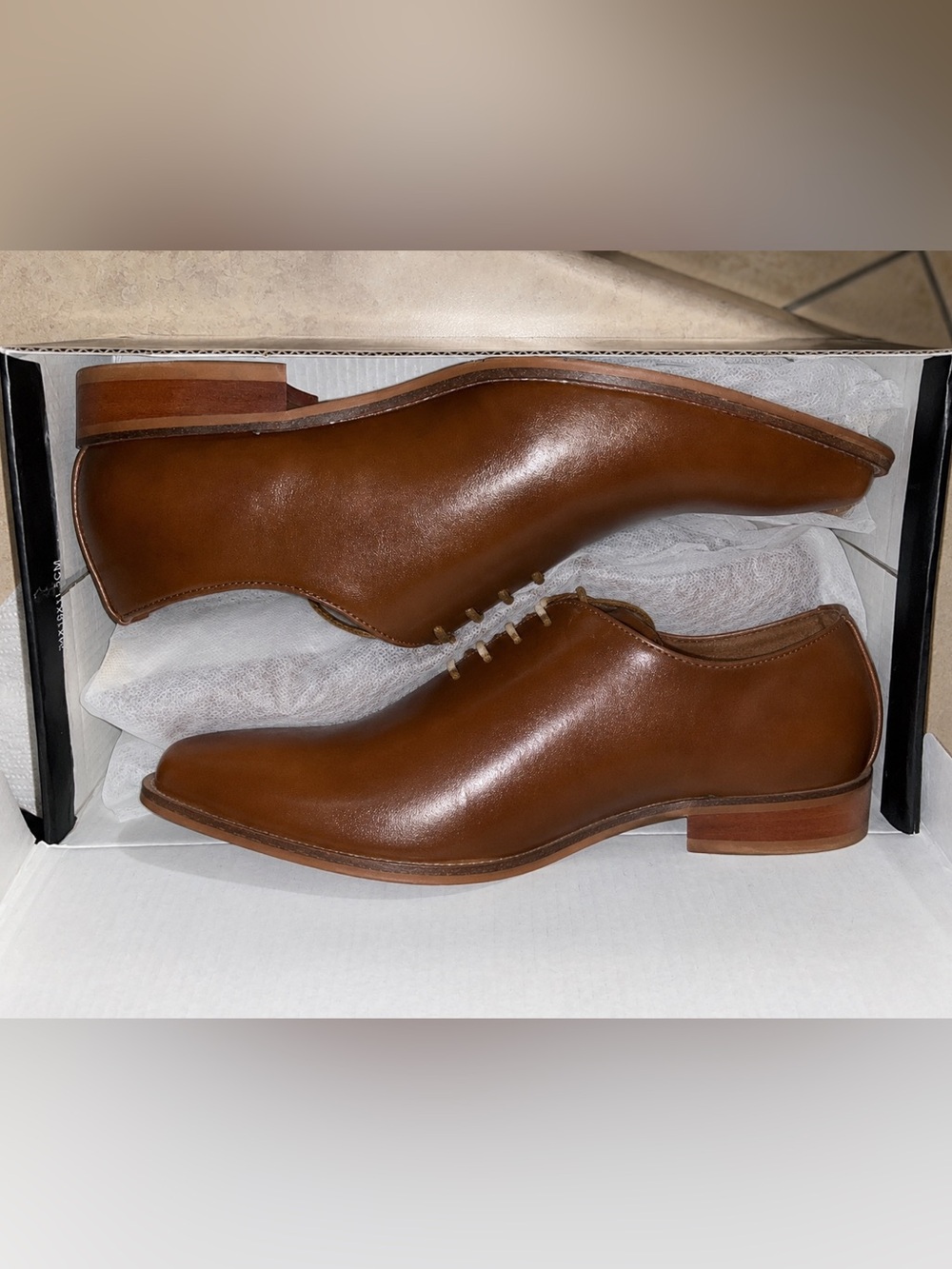 Terroni Men’s Dress Shoes Size 11 Cognac Camel Brown Leather Oxford NIB